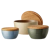BITZ Wood Schalenset M. Holzdeckel 3 Stck.