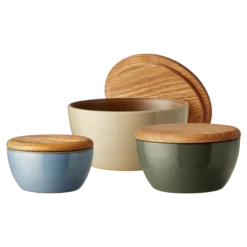 BITZ Wood Schalenset M. Holzdeckel 3 Stck.
