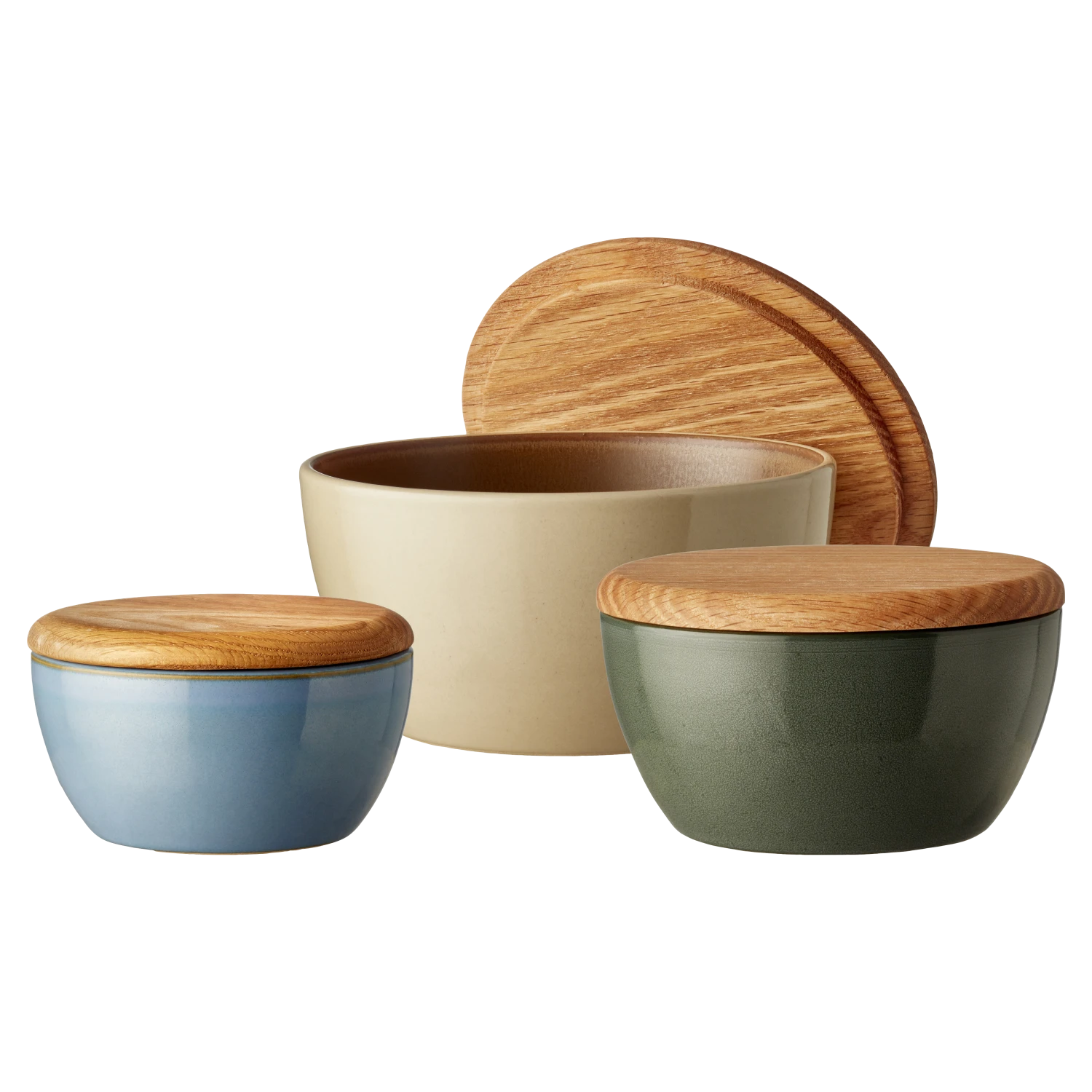 BITZ Wood Schalenset M. Holzdeckel 3 Stck.